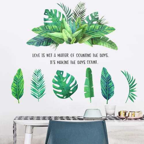 Decoração De Parede Com Plantas Verdes Inglesas, Sala De Est