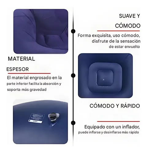 Puff Inflable Redondo Liso 110 Cm Moderno