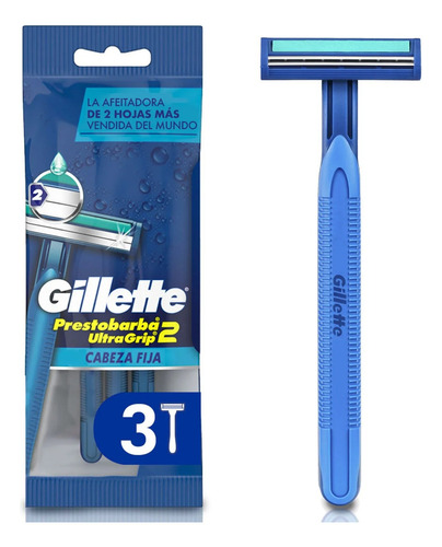 Pack 3 Gillette Prestobarba Ultragrip 2 Hojas Cabeza Fija