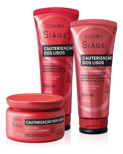 Eudora Siage Cauterizacao Lisos: 3 Produtos (sham+cond+masc)