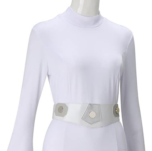 Disfraz De Leia Para Mujer, Vestido Largo Con Capucha Blanco
