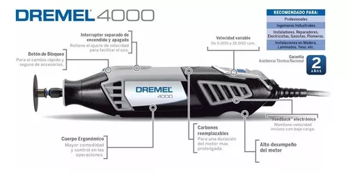 Minitorno Dremel 4000 Con 26 Accesorios Gavetero Y Funda