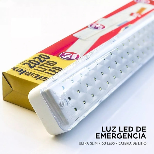 Imagen 5 de 9 de Luz De Emergencia Atomlux 2020 Slim Bateria Litio 60 Leds