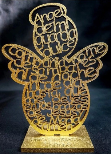 6 Angel De Mi Guarda Souvenir Personalizado 30 Cm -  Oro