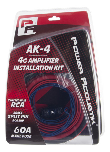 Kit De Instalacion Power Acoustic Calibre 4 Fusible 60a Auto