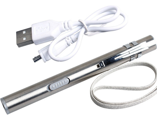 Linterna Usb Mini Plateada Y Amarilla Con Luz