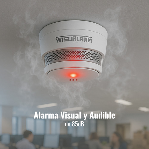 Wisualarm Detector De Humo Inalambrico Hy-sa40a-r8 Interconectable Hasta 24 Disp Sensor Fotoeléctrico Alarma De 85db Visual Y Audible Batería De 10 Años Certificaciones Tüv Y Ce