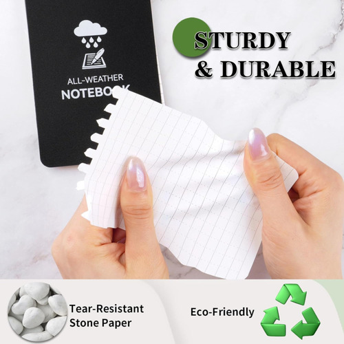 Waterproof Notebook, 4 Pack Top-spiral Pocket Notepad, 3 Cci