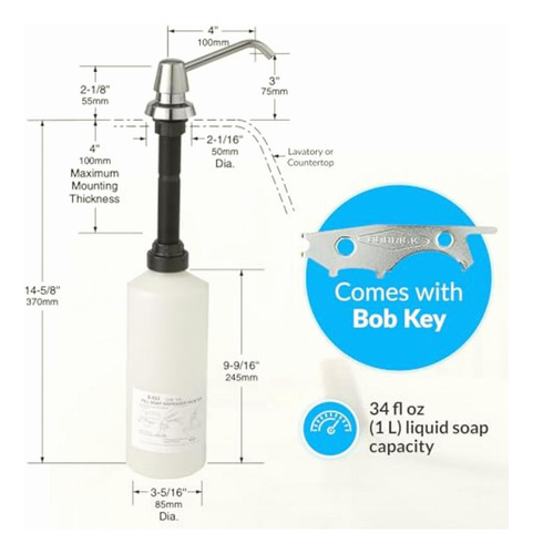 Bobrick B-822 Dispensador Manual De Jabón Líquido De