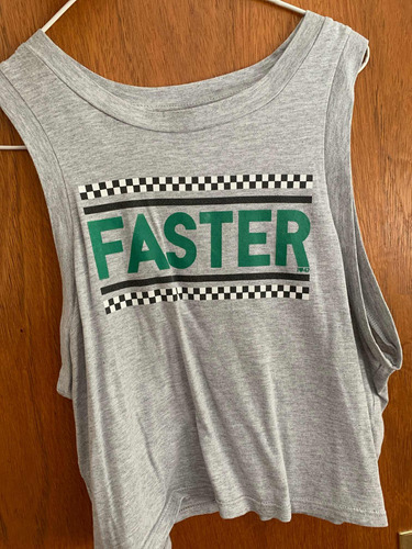Musculosa Faster 47 Street Gris Y Verde Talle 3