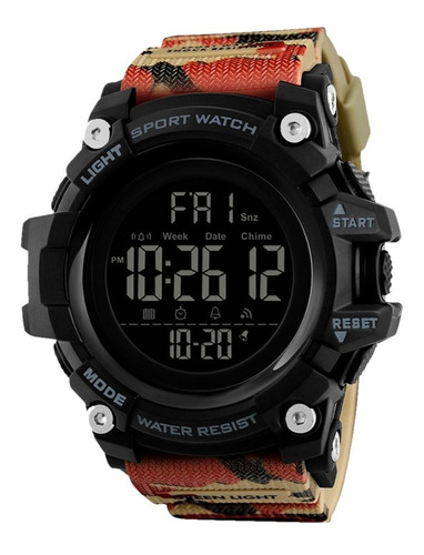 Redlemon Reloj Deportivo Militar con Pantalla Digital, Resistente al Agua, Pantalla Retroiluminada, con Cronómetro, Alarma, Dual Time, Temporizador, Correa Ajustable, Modelo 1384, Color Camuflaje