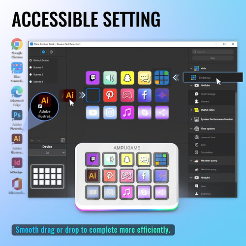 Ampligame Fifine Gaming Controller Con 15 Accesos Directos P