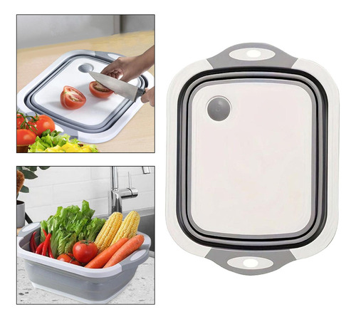 / Tabla De Cortar Plegable, Escurridor, Lavabo, Cesta Gris S