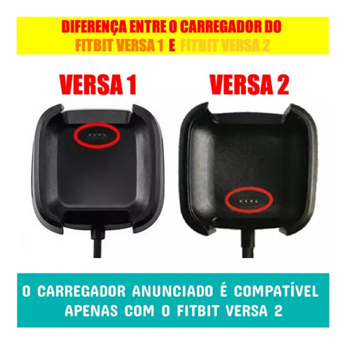 Cabo Carregador Usb Compatível Com Fitbit Versa 2