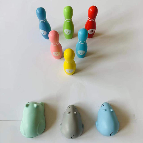 Juego De Bolos De Madera Juguete De Desarrollo Temprano Para