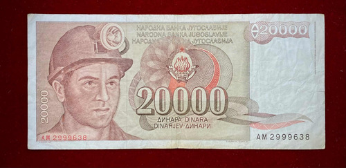 Billete 20000 Dinara Yugoslavia Pick 95 A Mineria 