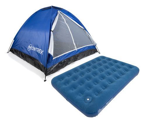 Barraca Iglu Para 4 Pessoas Com Bag + Colchão Inflável Casal Cor Azul