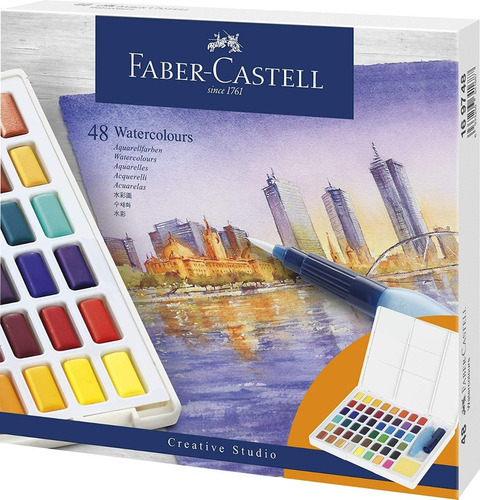 Acuarela Faber Castell 48 Colores Incluye Pincel De Agua