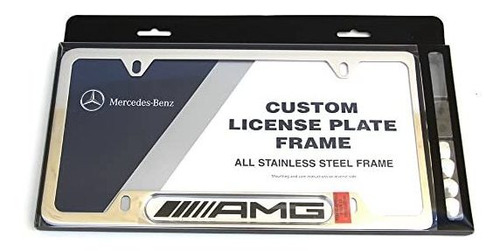 Mercedes-benz Amg Logo Polished Steel License Frame