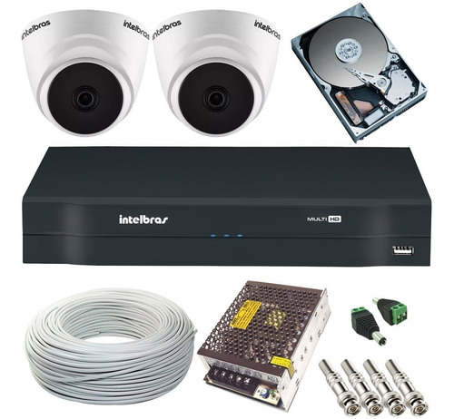 Kit Vigilância Ir 2 Dome Vhd 1010d Hdcvi Dvr 4ch Intelbras