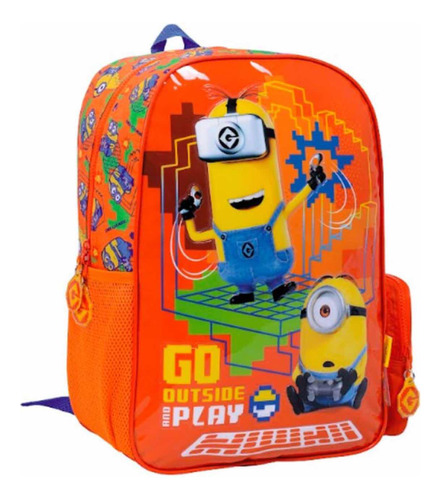 Mochila Espalda 16  Minions Naranja Go Outside And Play