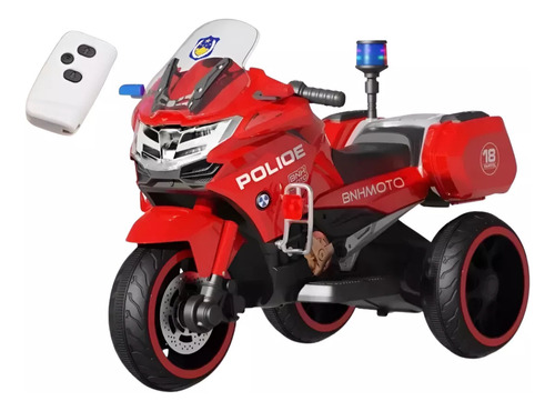 Motocicleta Montable Policia 6v C/r Luces Musica Bluetooth