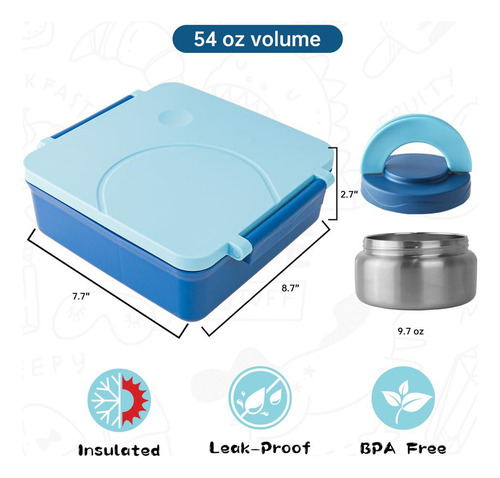 Skiexoad - Caja De Almuerzo Con Aislamiento Para Niños, Con.