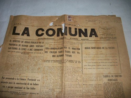 Diarios La Comuna 1938 - El Independiente 1938 Y Otros - (Usado)