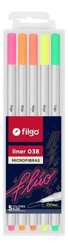 Microfibra Filgo Marcador Liner 038 X 5 Colores Fluo 0.4mm