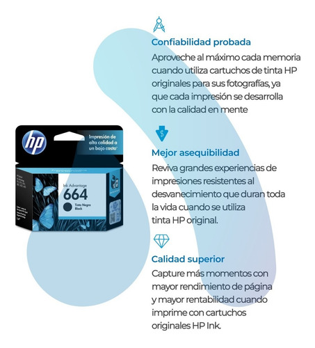 Imagen 5 de 8 de Cartucho Hp 664 Negro F6v29al Orig. 2675 2135 3635 3775 4675
