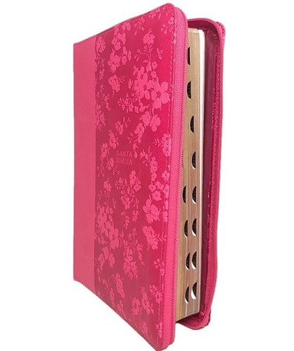 Biblia 1960 Letra Grande Piel Fucsia Con Cierre E Indice