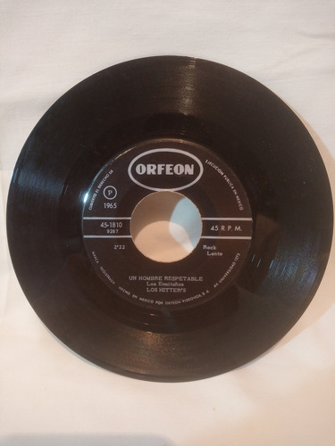 Single Los Hitter's Un Hombre Respetable Rock Mexicano 1965 (Usado)