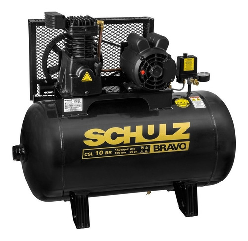 Compressor de ar elétrico Schulz Bravo CSL 10 BR/100 monofásica 100L 2hp 127V/220V 50Hz/60Hz preto