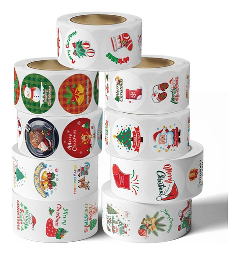 3 Rollo De 500 Pegatinas Navideñas Para Hacer Estilo C