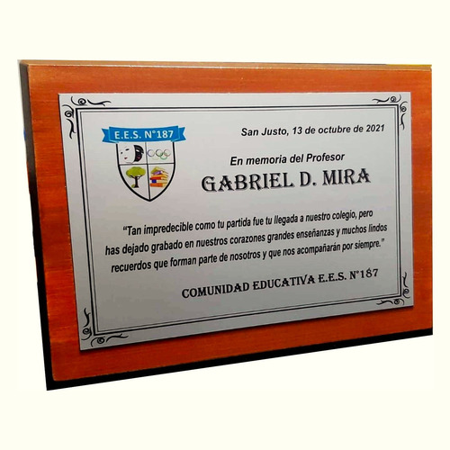 Placa Premio Conmemoracion Homenaje Reconocimiento Monumento