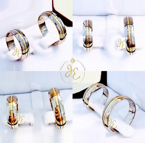 Aros Matrimonio Oro Ley 18k Bicolor Alianzas Am_27 Jespaña