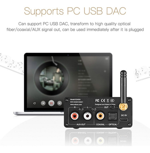 Dac Xq-50 Pro Buletooth 5.0 Receptor De Audio Convertidor Xd