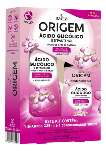Shampoo 325ml + Condicionador Origem Acido Glicolico 180ml O