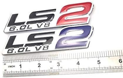 Emblema Logo Decalship 2 Pack Chrome Red Ls3 6.2l V8 Engine