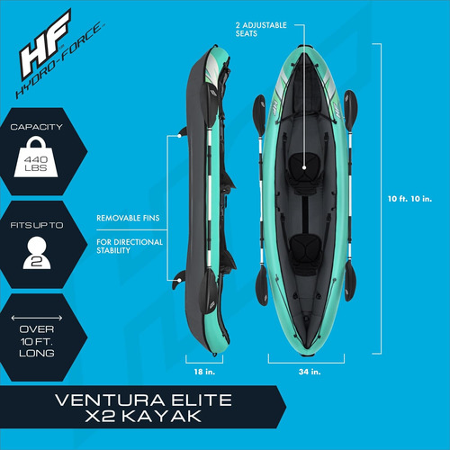 Conjunto De Kayak Inflable Hydro Force | Incluye Asient...