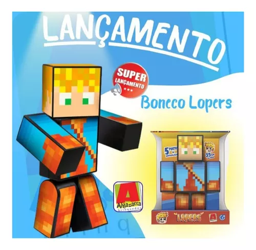 Boneco Lopers r Minecraft - 25cm - Algazarra - Boneco