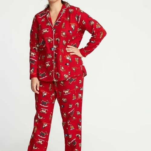 Old Navy Camisa De Pijama Franela Navidad Perros Mediano Env o