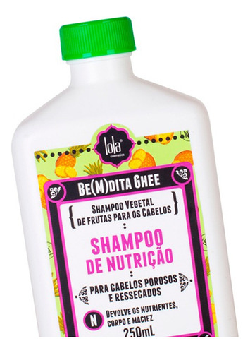 Lola Bemdita Ghee Shampoo Vegetal Nutrición Vegano 250ml 3c