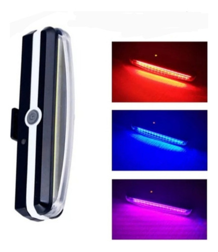 Lampara Led Trasera Bicicleta Recargable Luz Roja Azul Modos