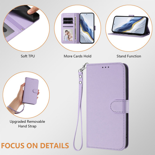 Funda De Piel Tipo Cartera Para Teléfono Motorola Edge Pt188, Color Morado
