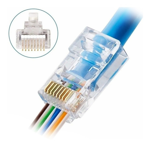 Imagen 3 de 10 de Ficha Red Conector Plug Rj45 Cat5e Utp Bolsa 100u Reguvolt