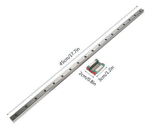 Bloco De Trilho Linear De 450 Mm, 1 Unidade, Guia Em Miniatu