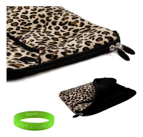 13 inch Exotic Leopard Print Faux Fur Laptop Sleeve Para Un