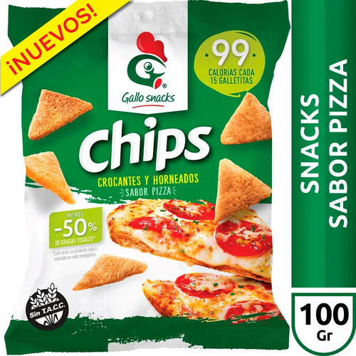 Galletitas De Arroz Gallo Chips Sabor A Pizza X 100 Gr