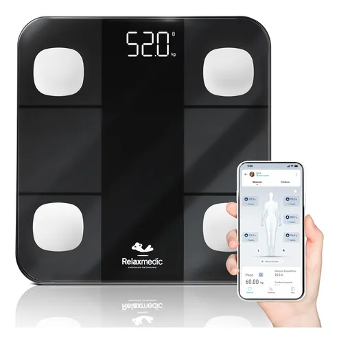 Balança Digital Corporal Bioimpedância Aplicativo Bluetooth Relaxmedic
